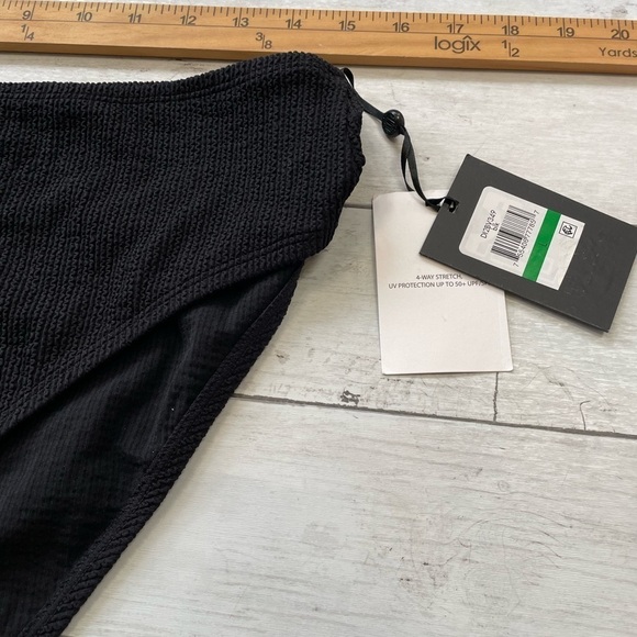DKNY Women's Textured High Waist Bikini Bottom Swimsuit Black Size Ribbed L - Picture 3 of 8